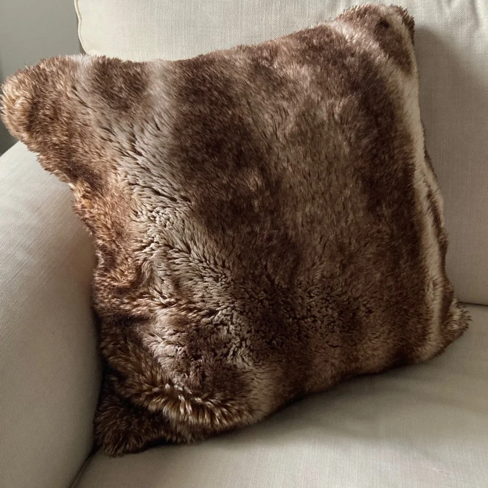 Pottery Barn 18” Square Faux Fur Down Filled Throw Pillow